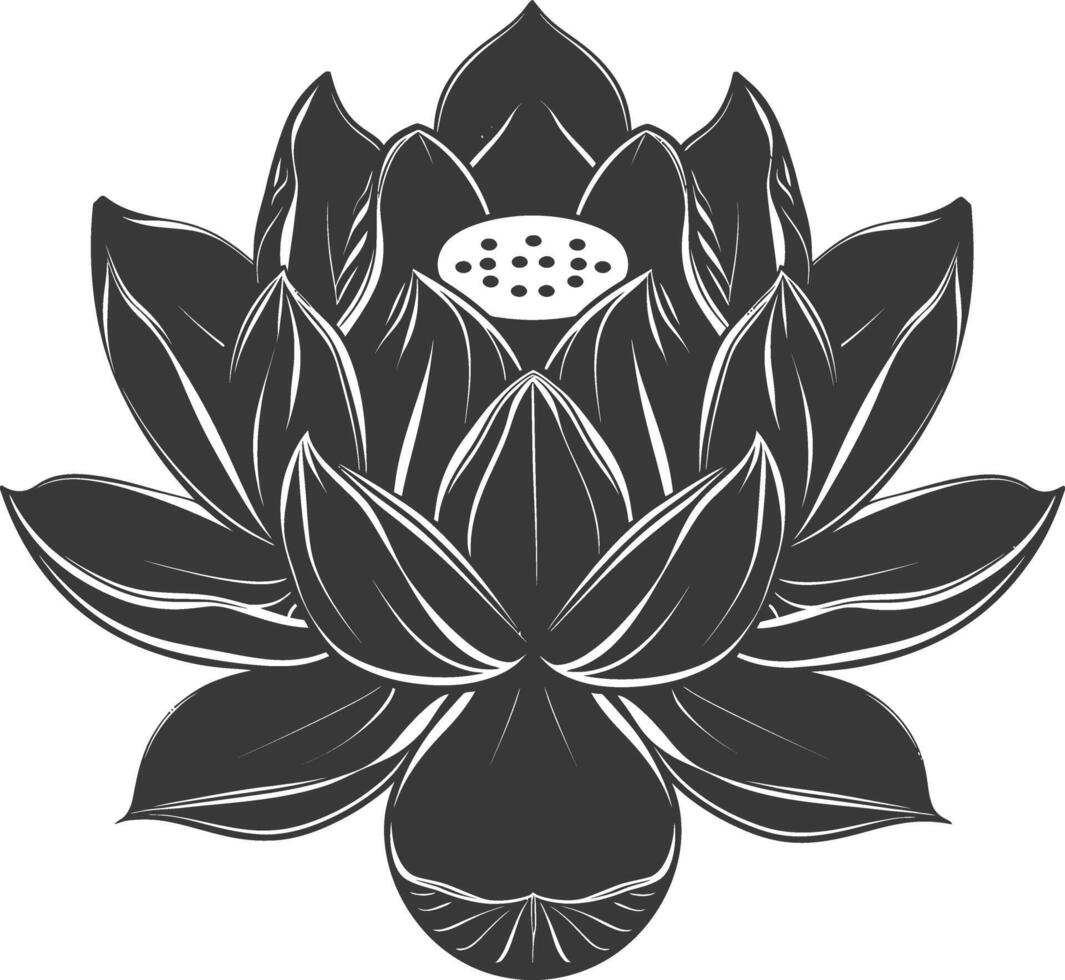 AI generated Silhouette lotus flower black color only vector