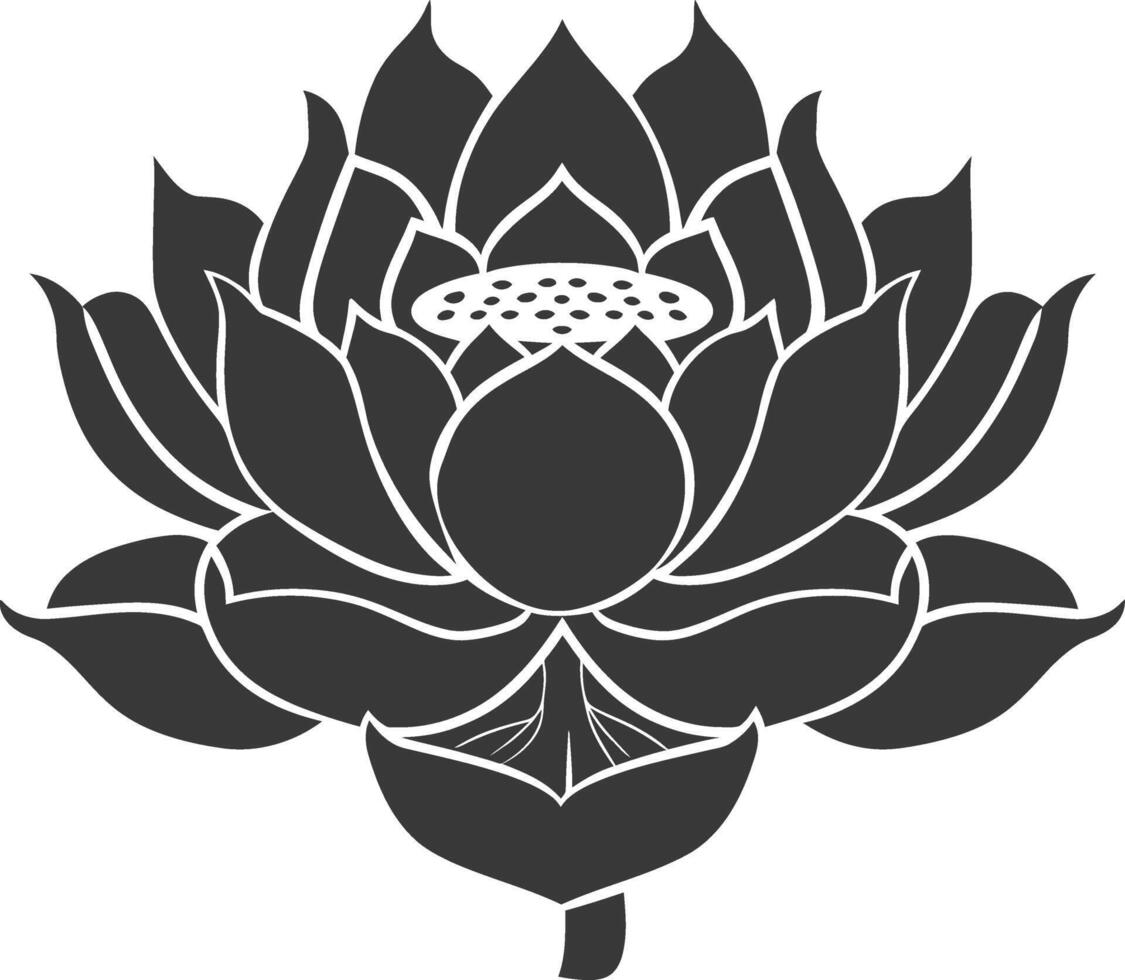 AI generated Silhouette lotus flower black color only vector