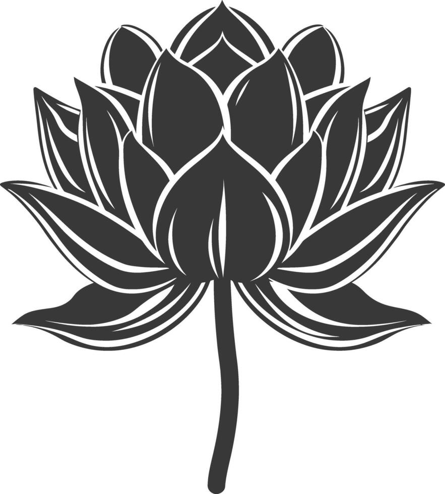 AI generated Silhouette lotus flower black color only vector