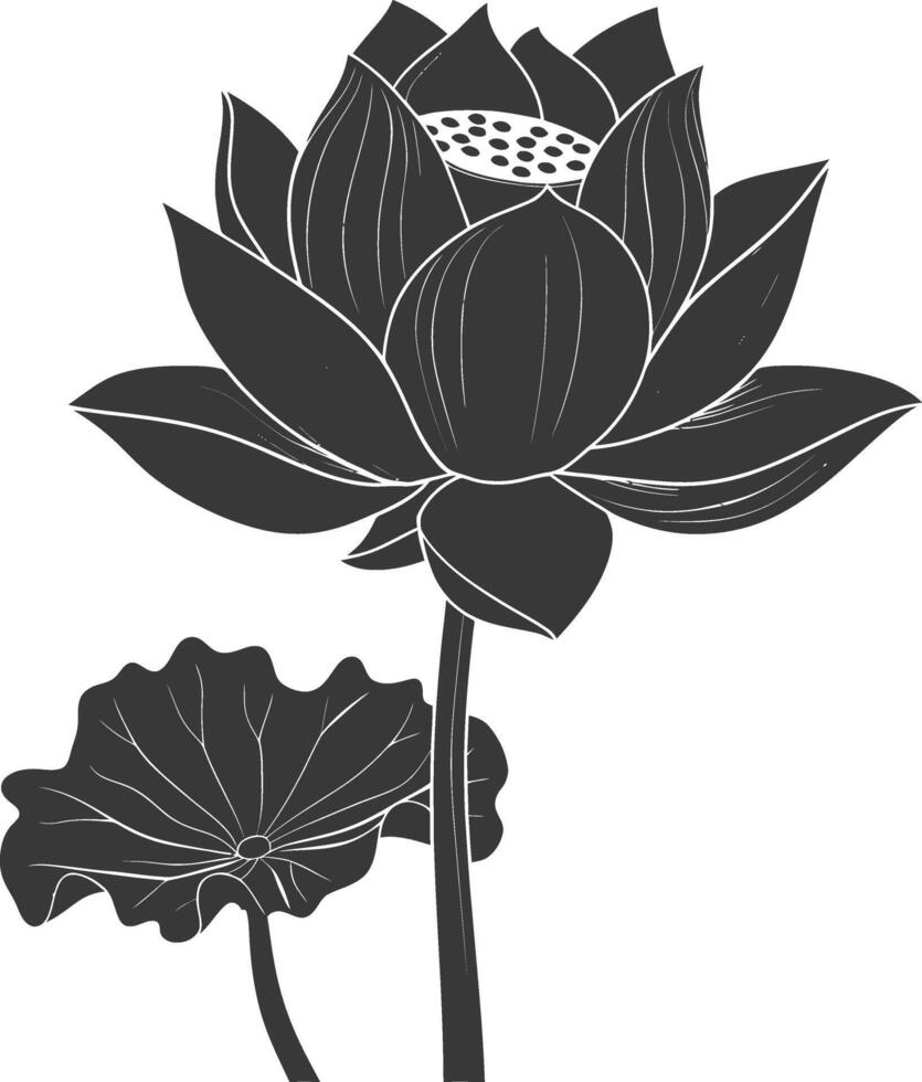 ai generado silueta loto flor negro color solamente vector