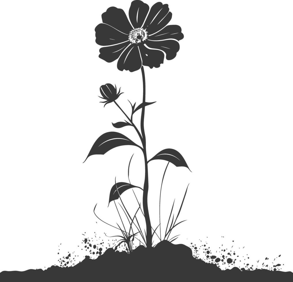 ai generado silueta maravilla flor en el suelo negro color solamente vector
