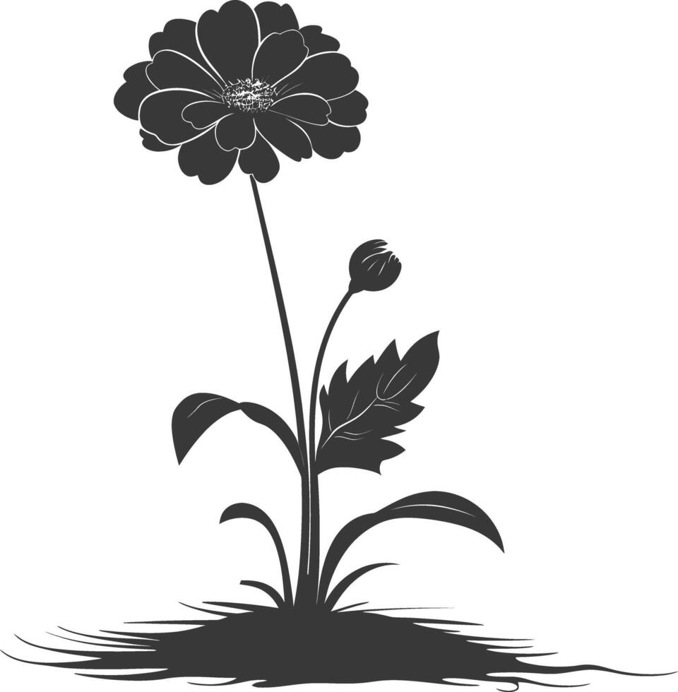 ai generado silueta maravilla flor en el suelo negro color solamente vector