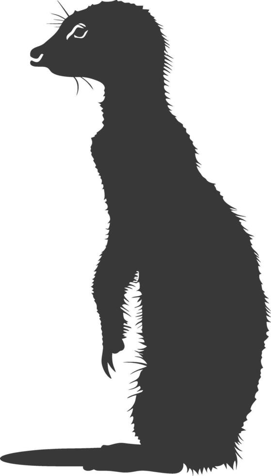 AI generated Silhouette meerkat animal black color only vector