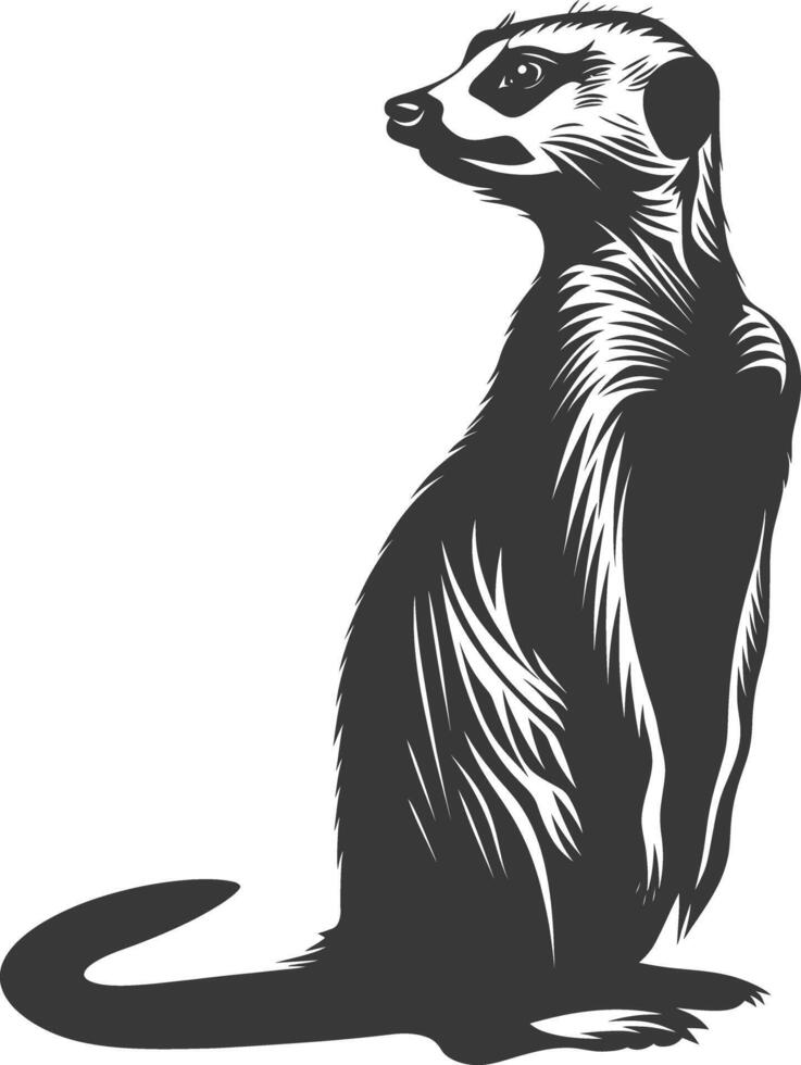 AI generated Silhouette meerkat animal black color only vector