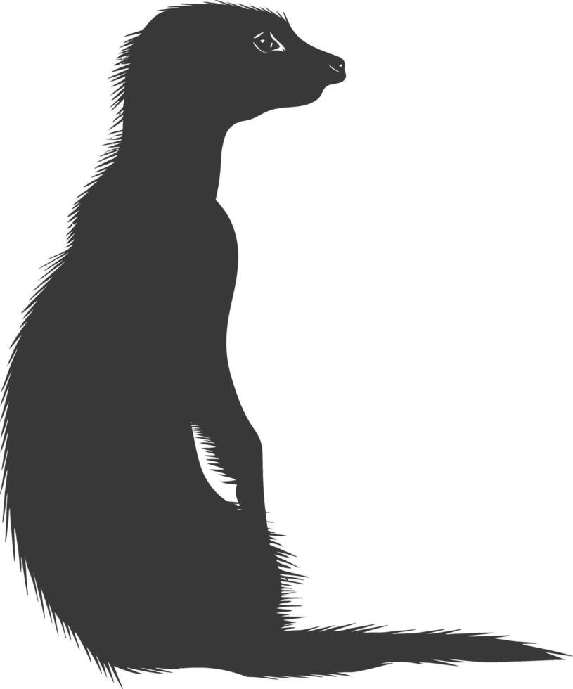 AI generated Silhouette meerkat animal black color only vector