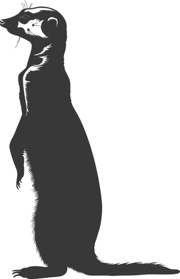AI generated Silhouette meerkat animal black color only vector