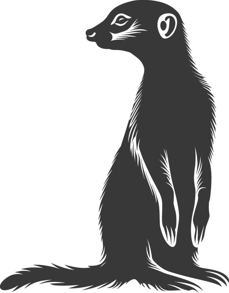 AI generated Silhouette meerkat animal black color only vector