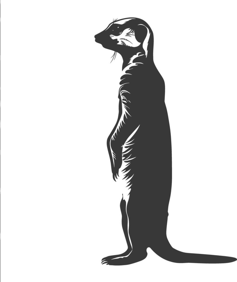 AI generated Silhouette meerkat animal black color only vector
