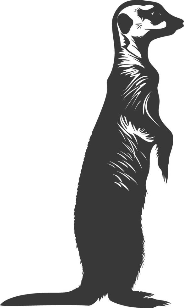 AI generated Silhouette meerkat animal black color only vector