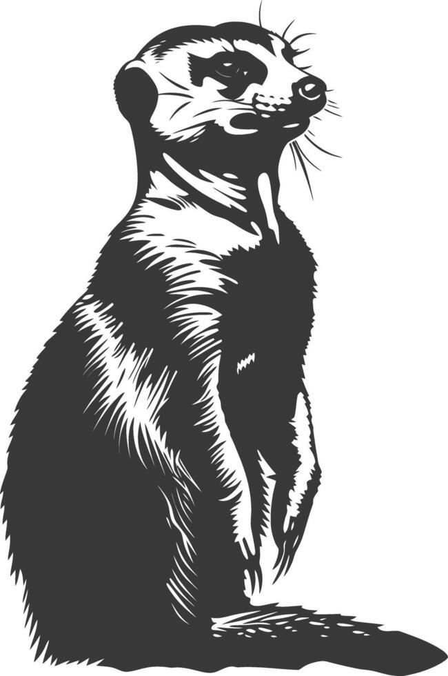 AI generated Silhouette meerkat animal black color only vector