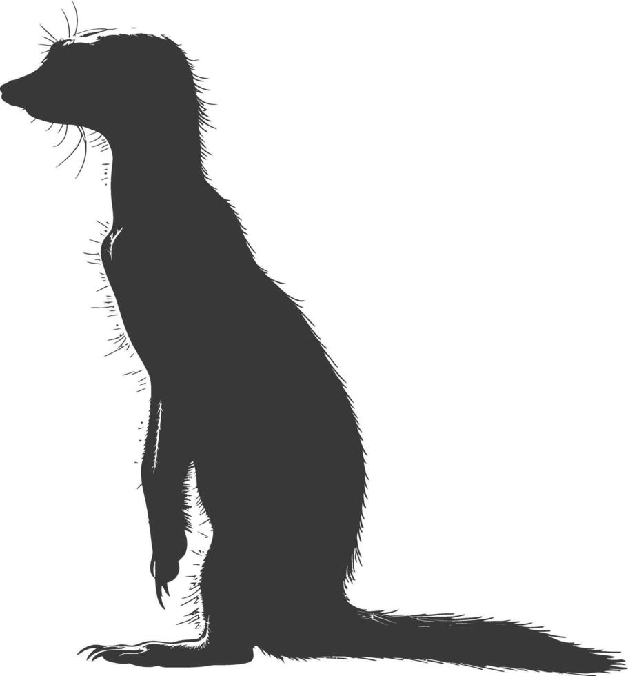 AI generated Silhouette meerkat animal black color only vector