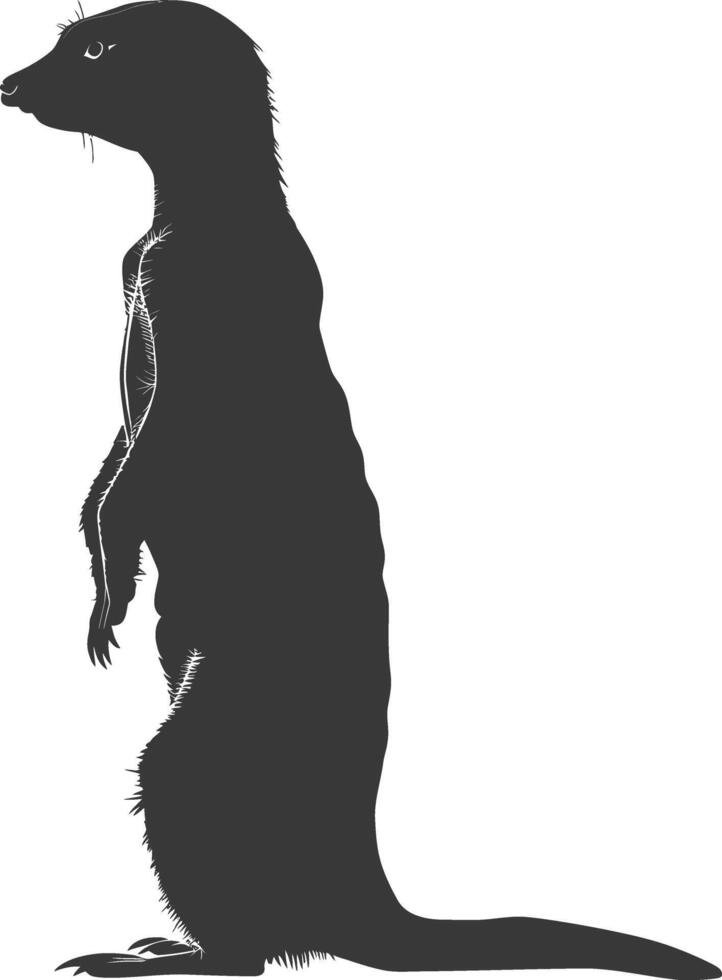AI generated Silhouette meerkat animal black color only vector