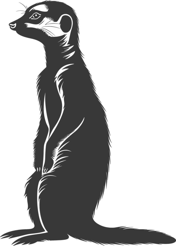 AI generated Silhouette meerkat animal black color only vector