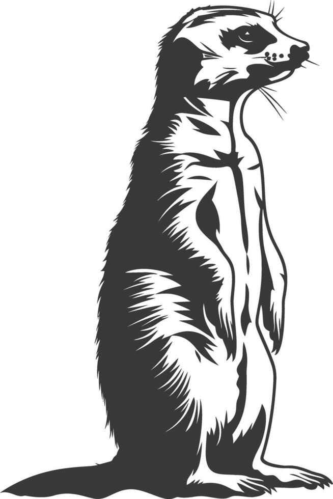 AI generated Silhouette meerkat animal black color only vector