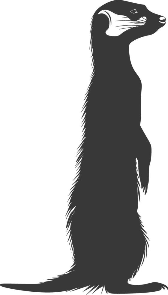 AI generated Silhouette meerkat animal black color only vector