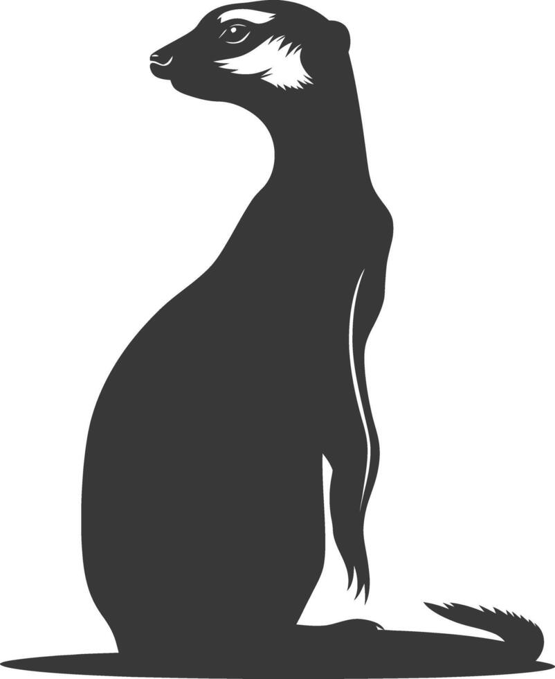 AI generated Silhouette meerkat animal black color only vector