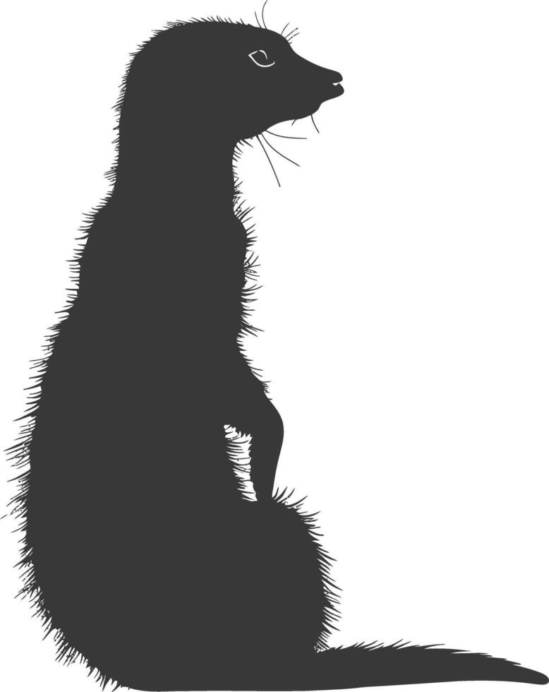 AI generated Silhouette meerkat animal black color only vector