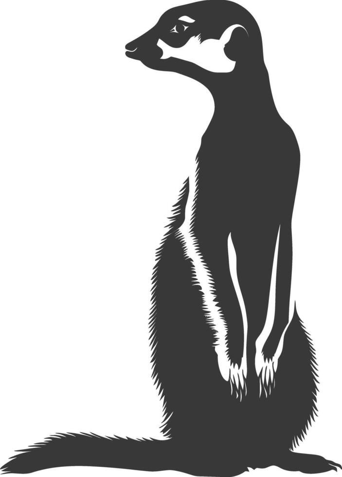 AI generated Silhouette meerkat animal black color only vector