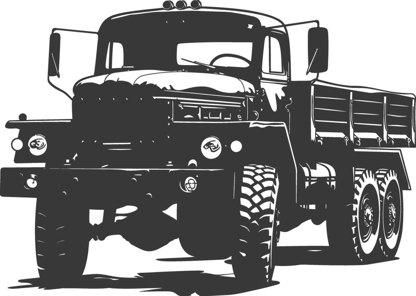 AI generated Silhouette military truck black color only vector