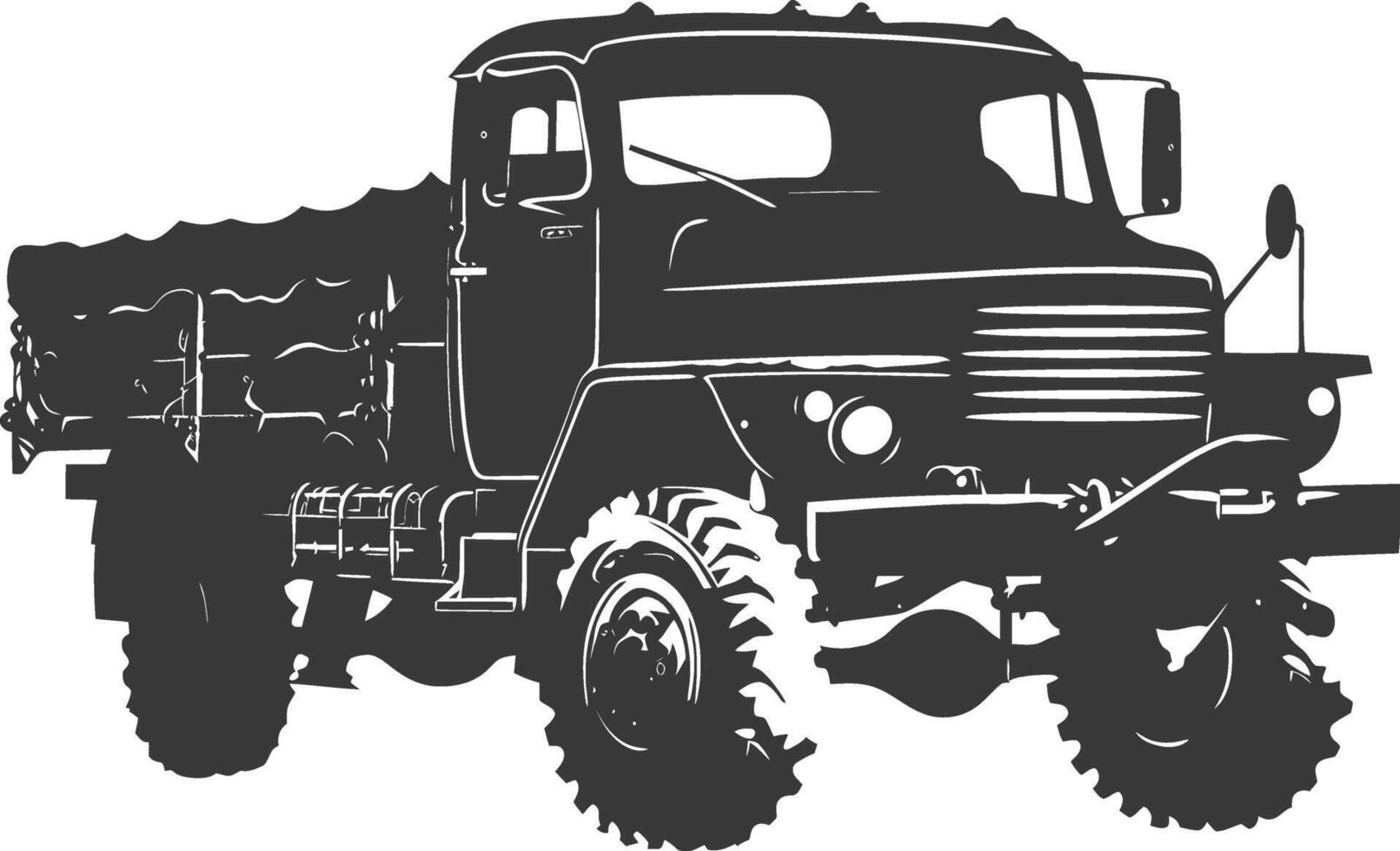 AI generated Silhouette military truck black color only vector