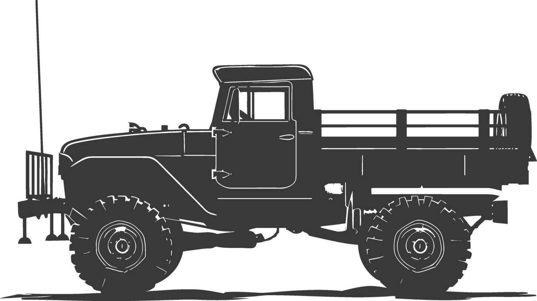 AI generated Silhouette military truck black color only vector