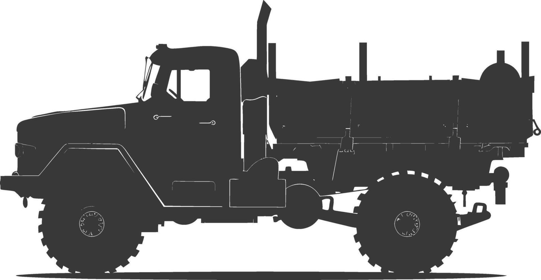 AI generated Silhouette military truck black color only vector