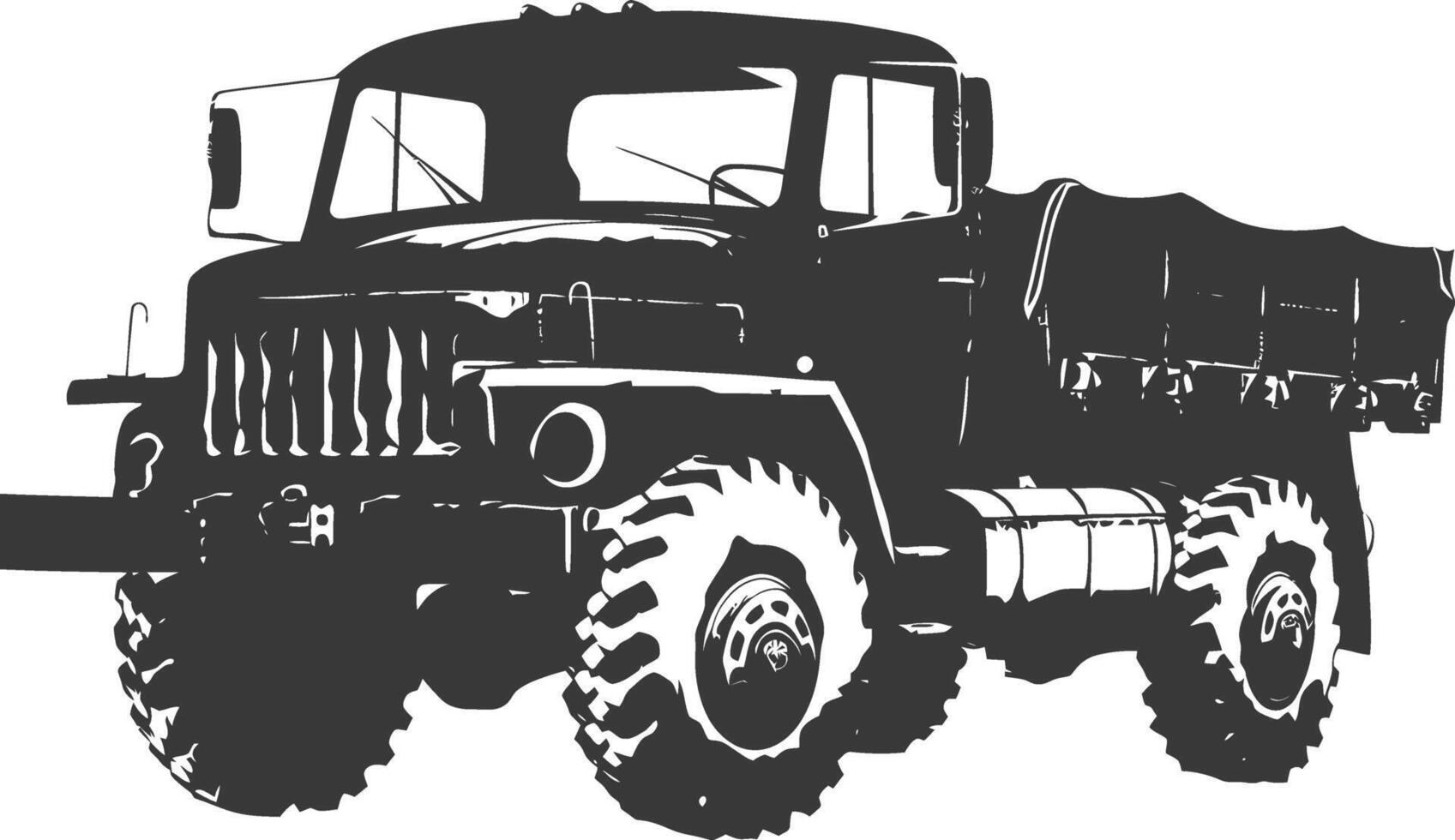 AI generated Silhouette military truck black color only vector