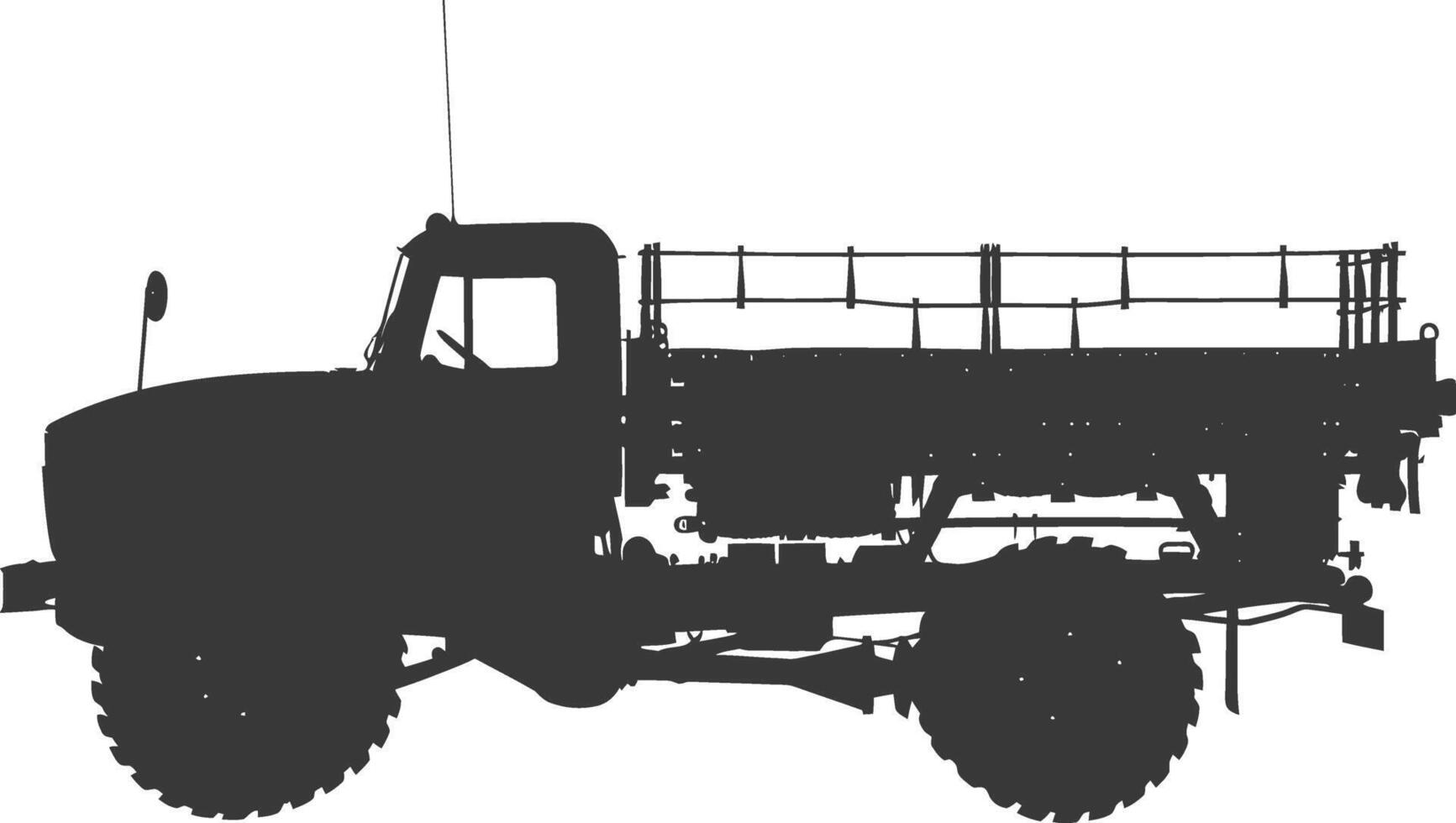 AI generated Silhouette military truck black color only vector