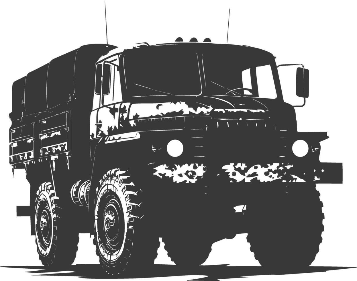 ai generado silueta militar camión negro color solamente vector