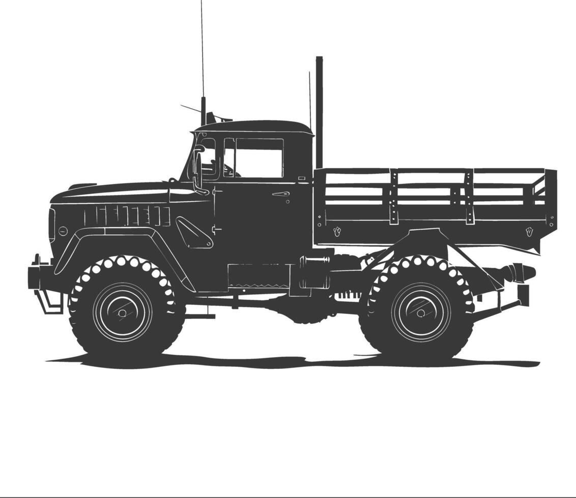 AI generated Silhouette military truck black color only vector