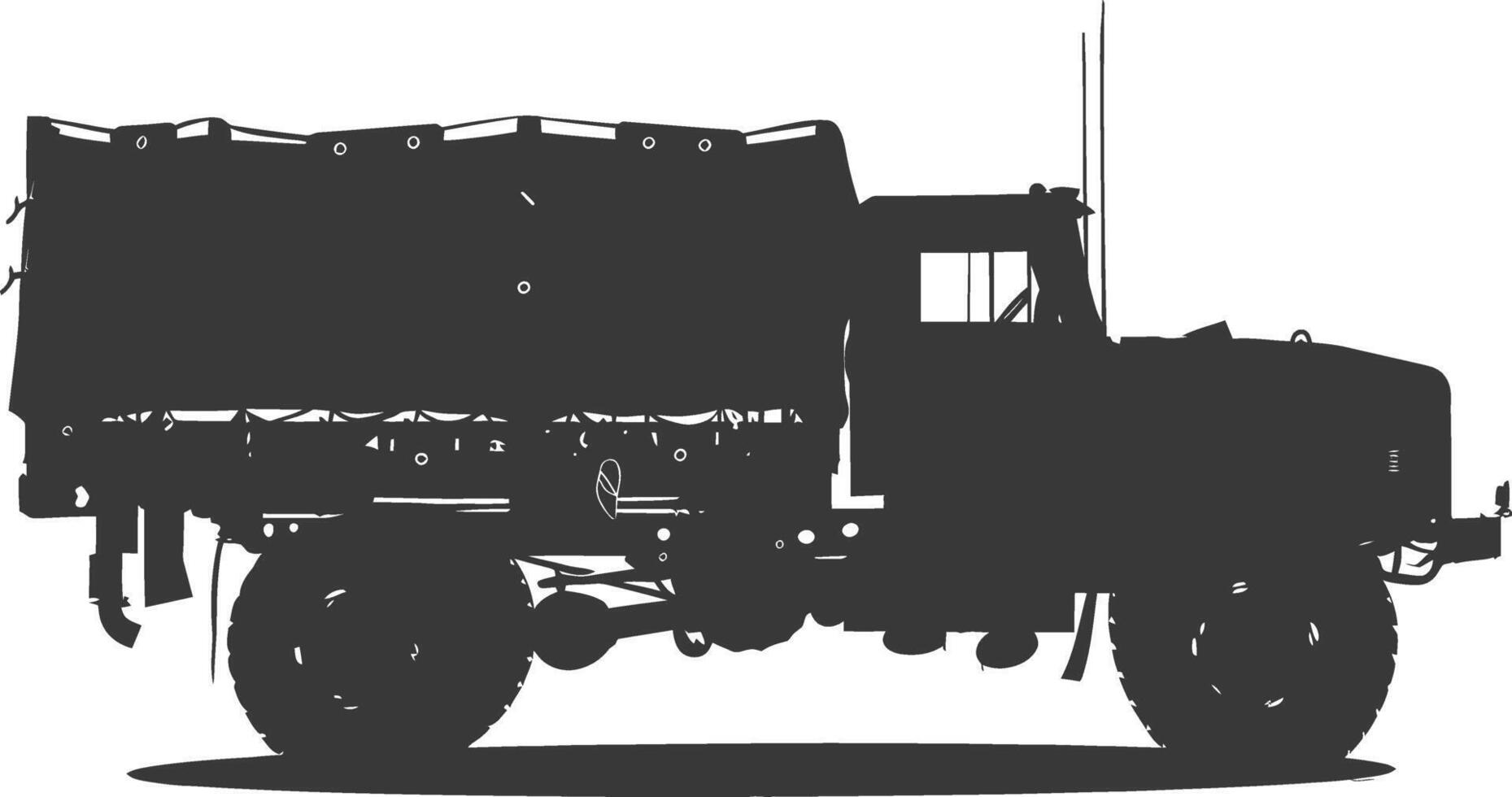 AI generated Silhouette military truck black color only vector
