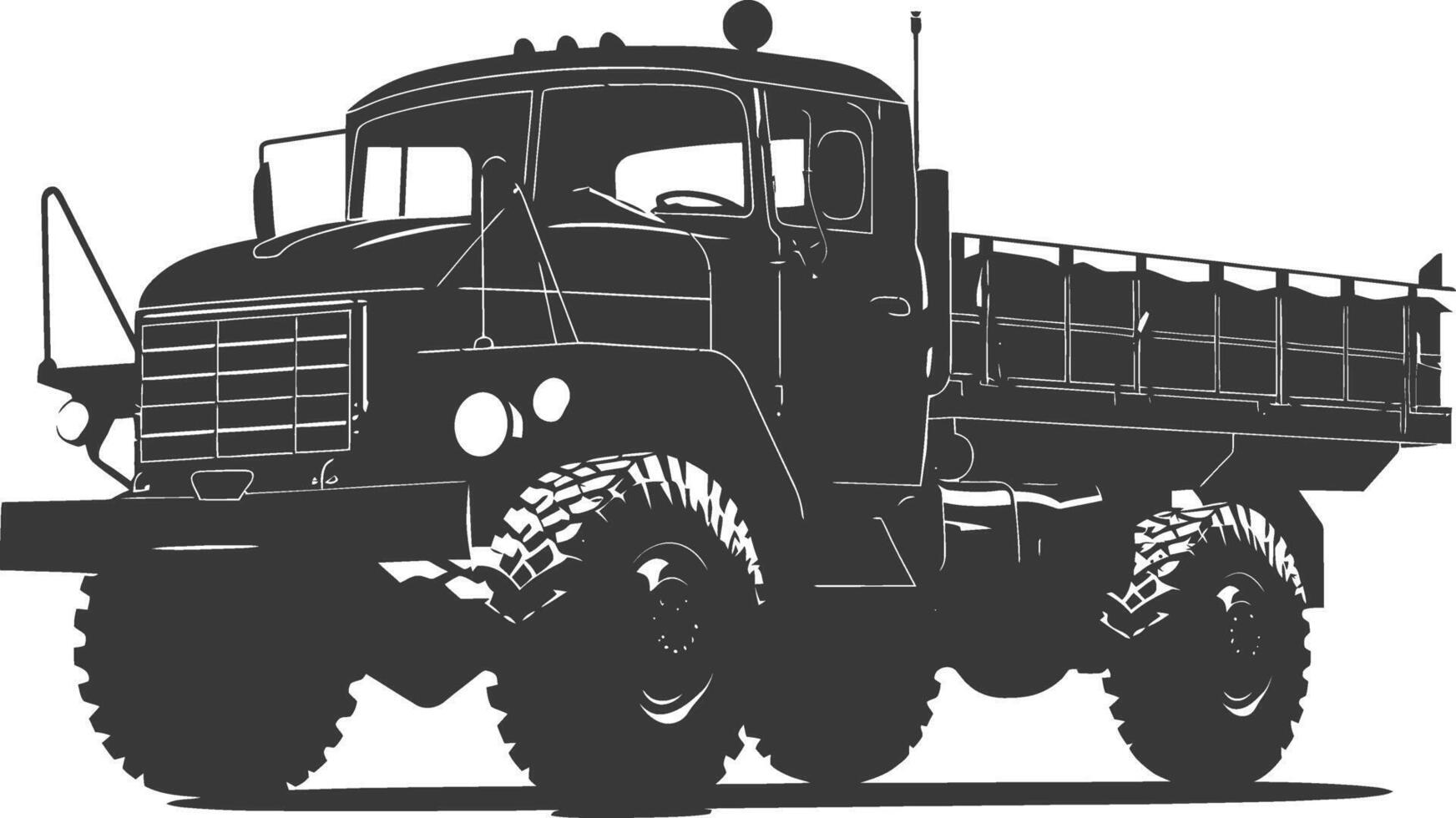 AI generated Silhouette military truck black color only vector