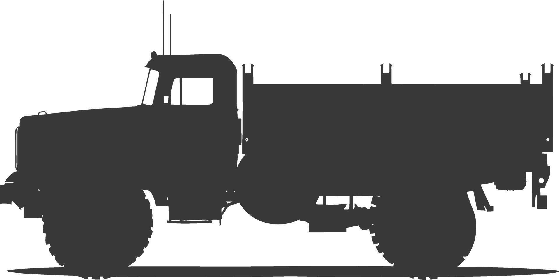 AI generated Silhouette military truck black color only vector