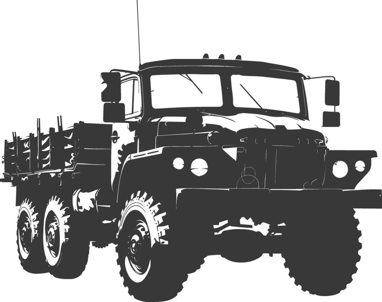 AI generated Silhouette military truck black color only vector