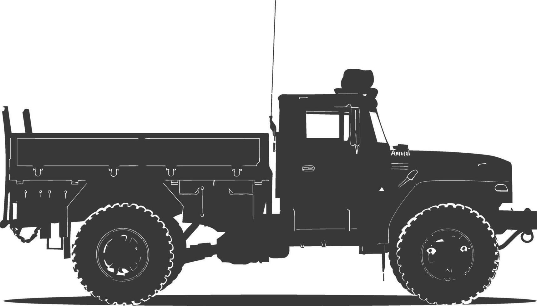 AI generated Silhouette military truck black color only vector