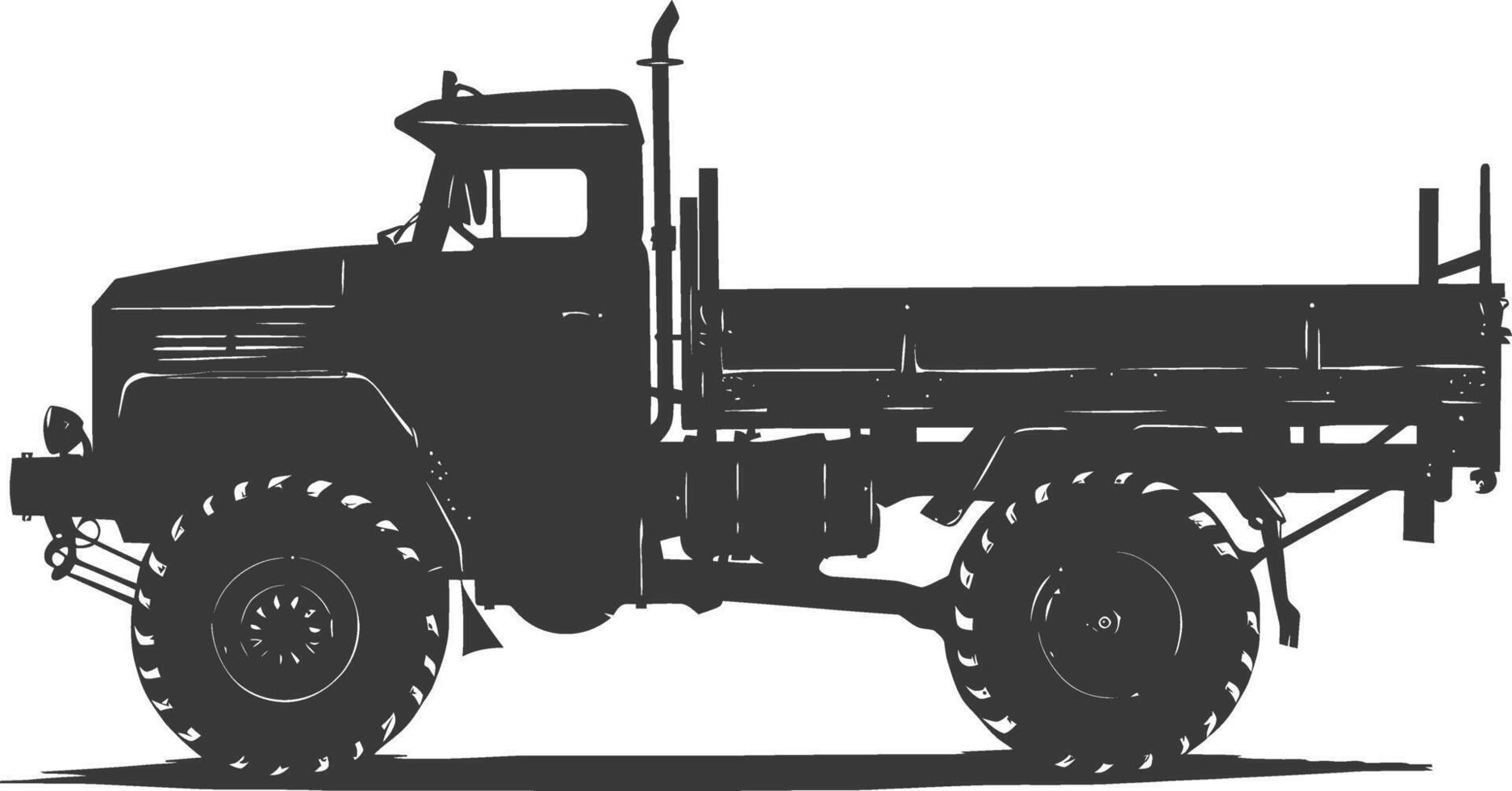 AI generated Silhouette military truck black color only vector