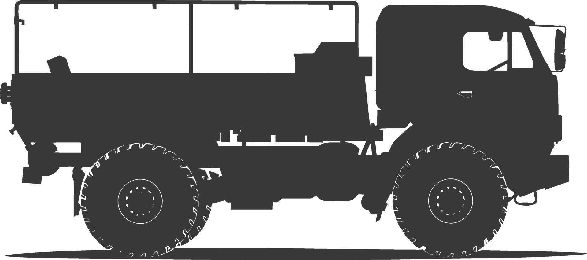 AI generated Silhouette military truck black color only vector