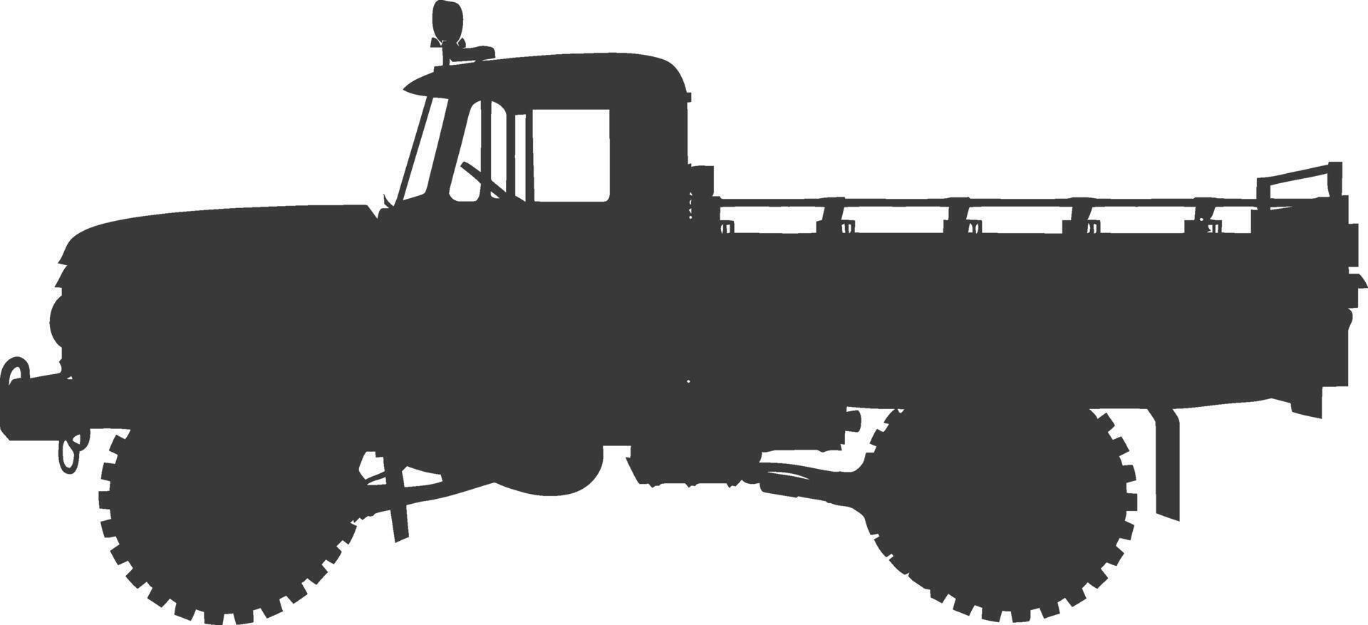 AI generated Silhouette military truck black color only vector