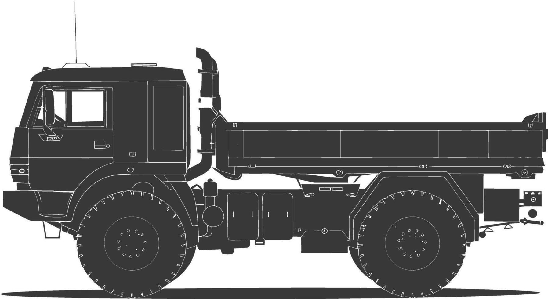ai generado silueta militar camión negro color solamente vector