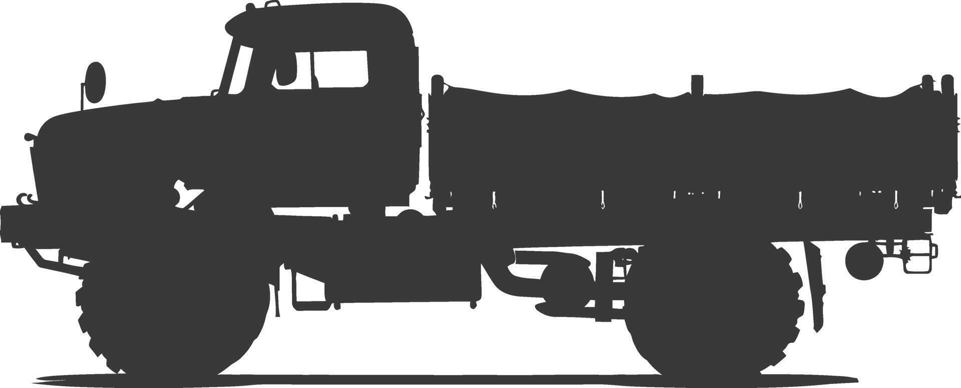 AI generated Silhouette military truck black color only vector