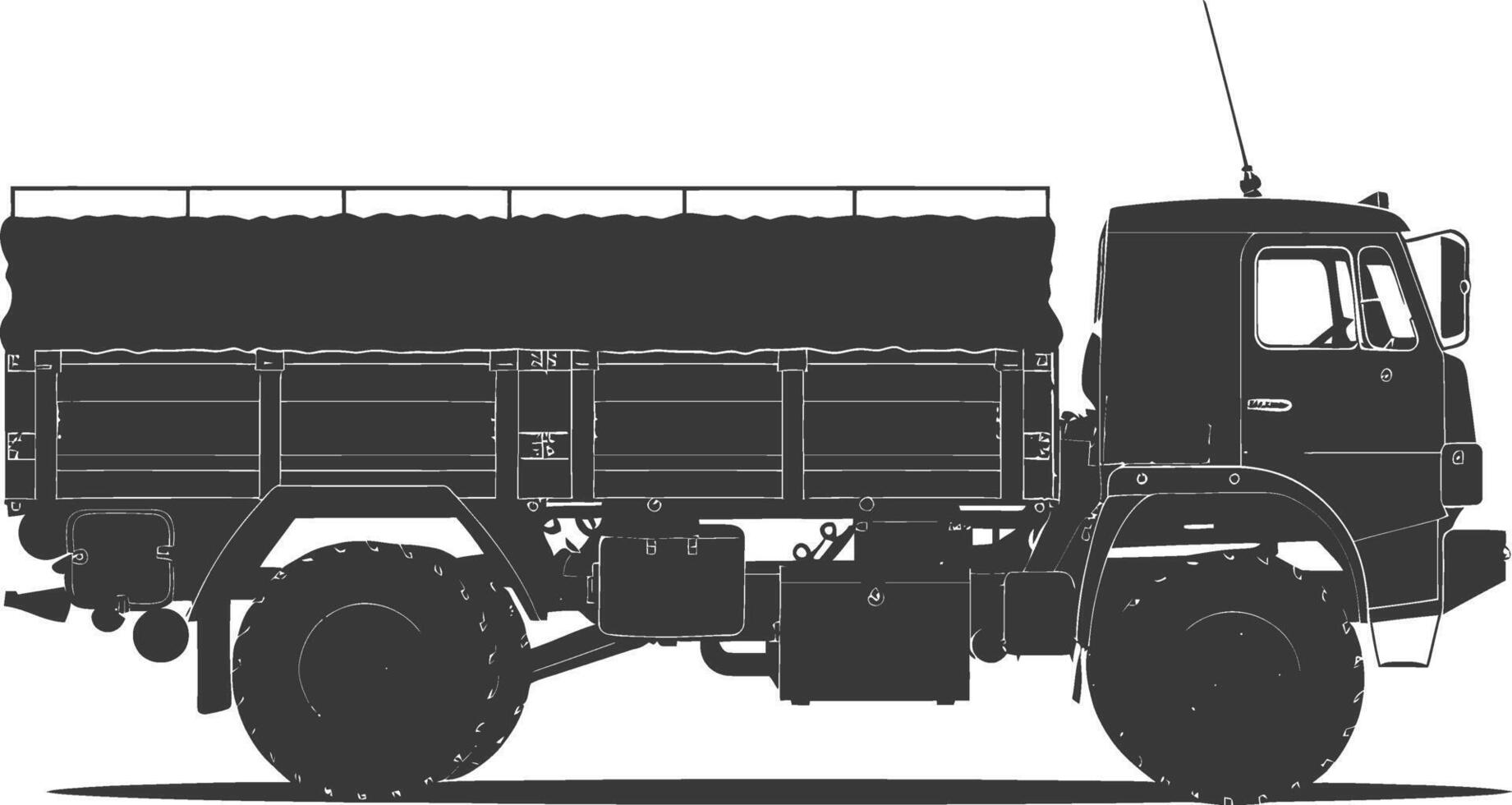 AI generated Silhouette military truck black color only vector