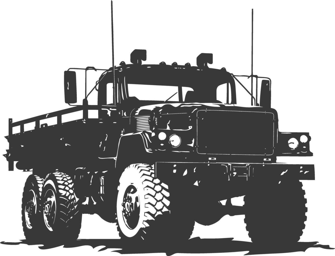 AI generated Silhouette military truck black color only vector