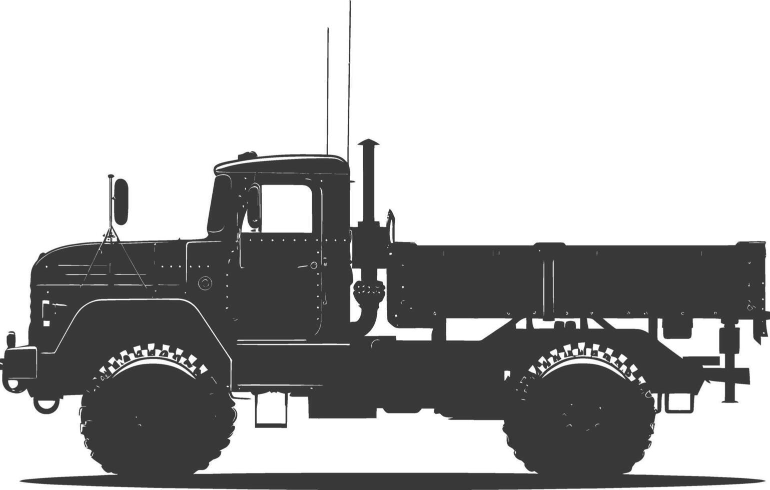 AI generated Silhouette military truck black color only vector