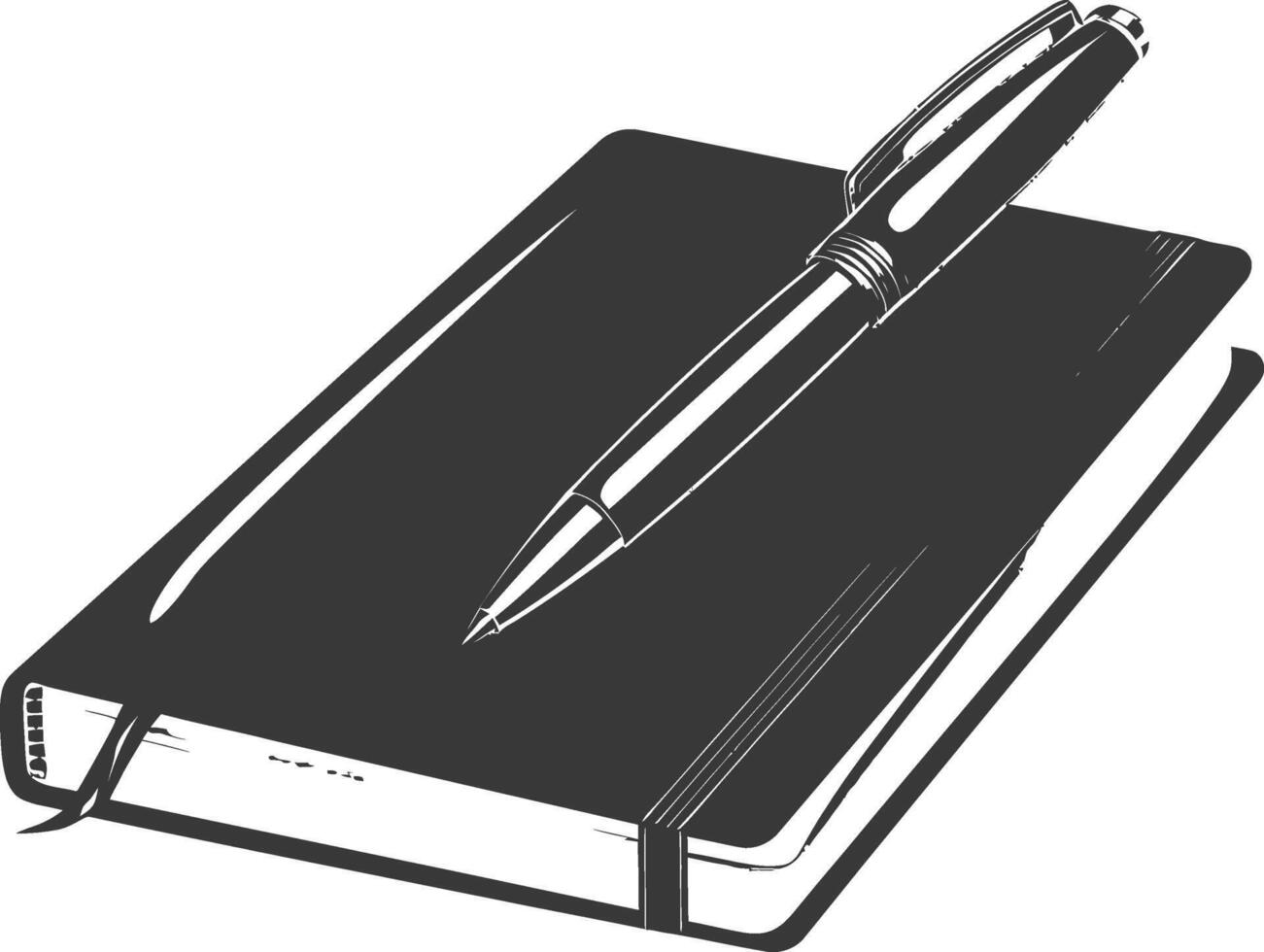 AI generated Silhouette notebook and pen black color only vector