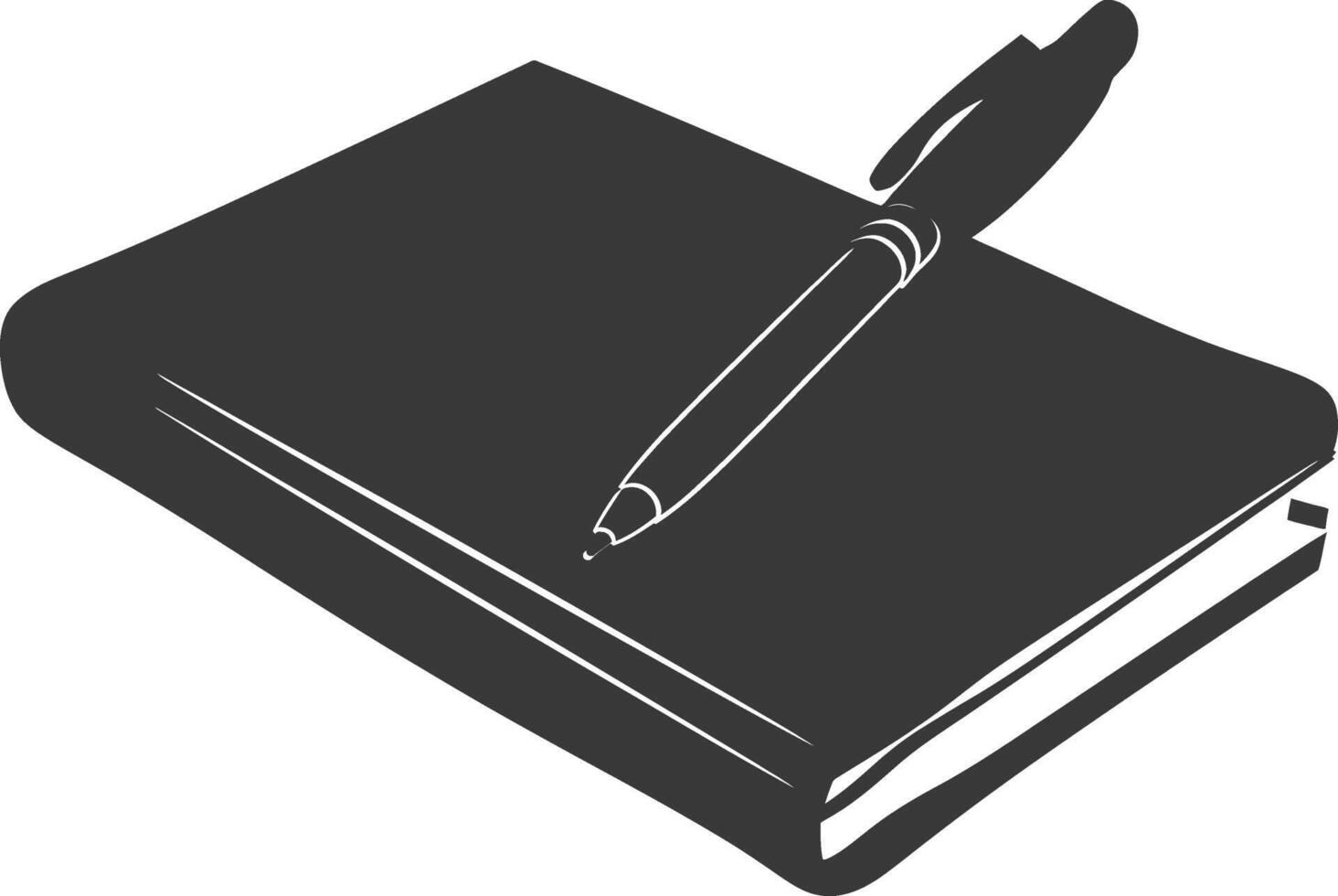 AI generated Silhouette notebook and pen black color only vector