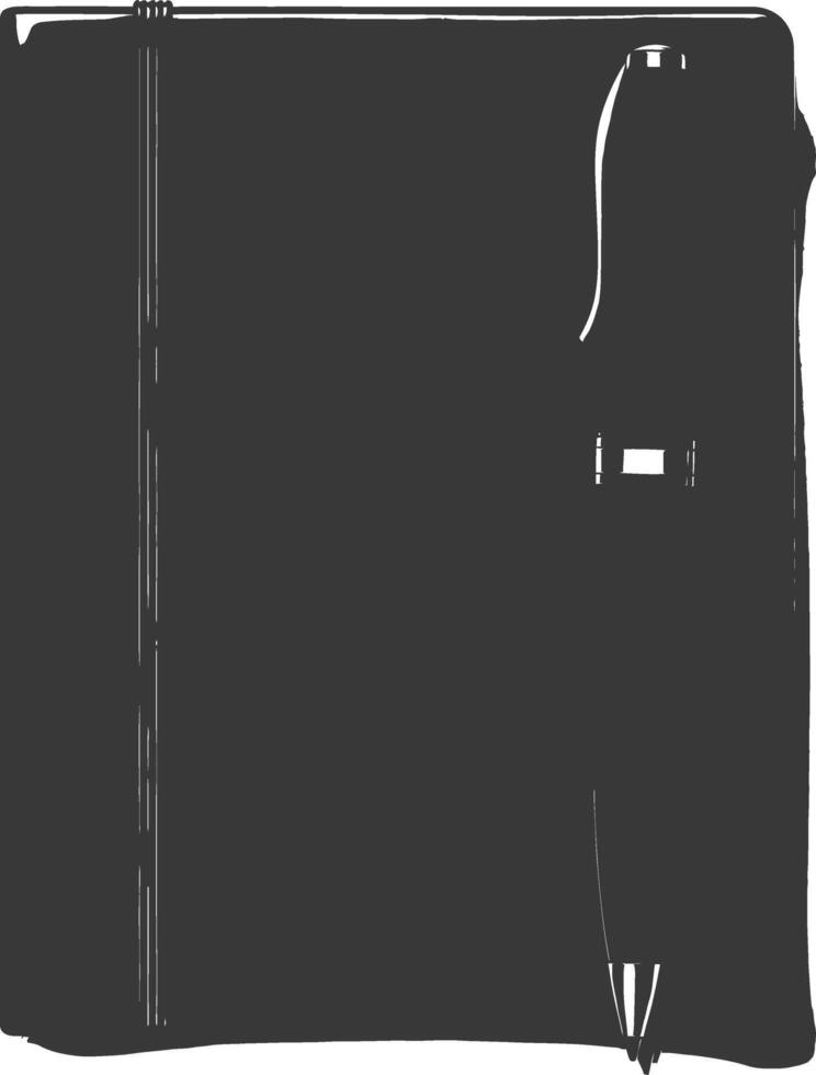 AI generated Silhouette notebook and pen black color only vector