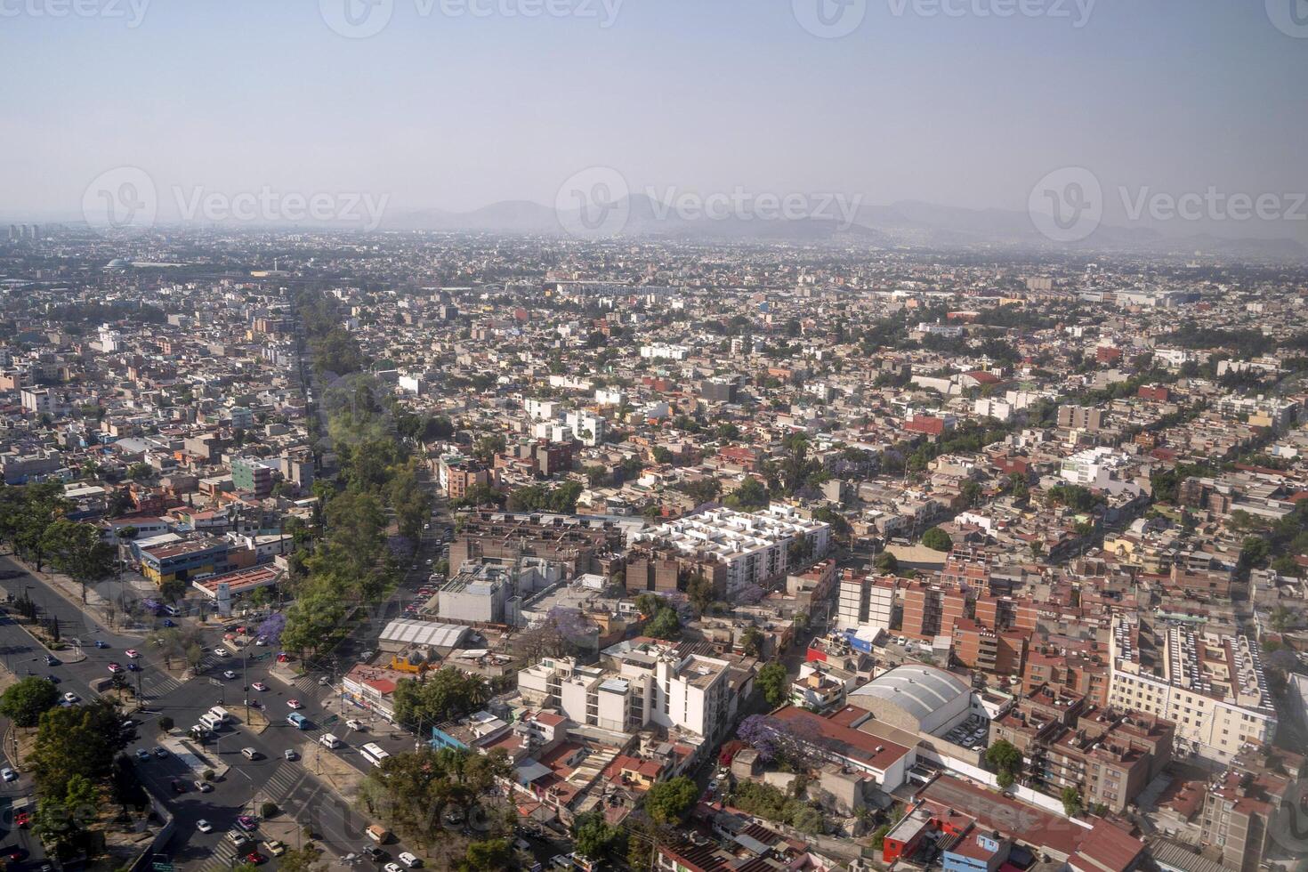 mexico city aerial view landscape from airplane photo