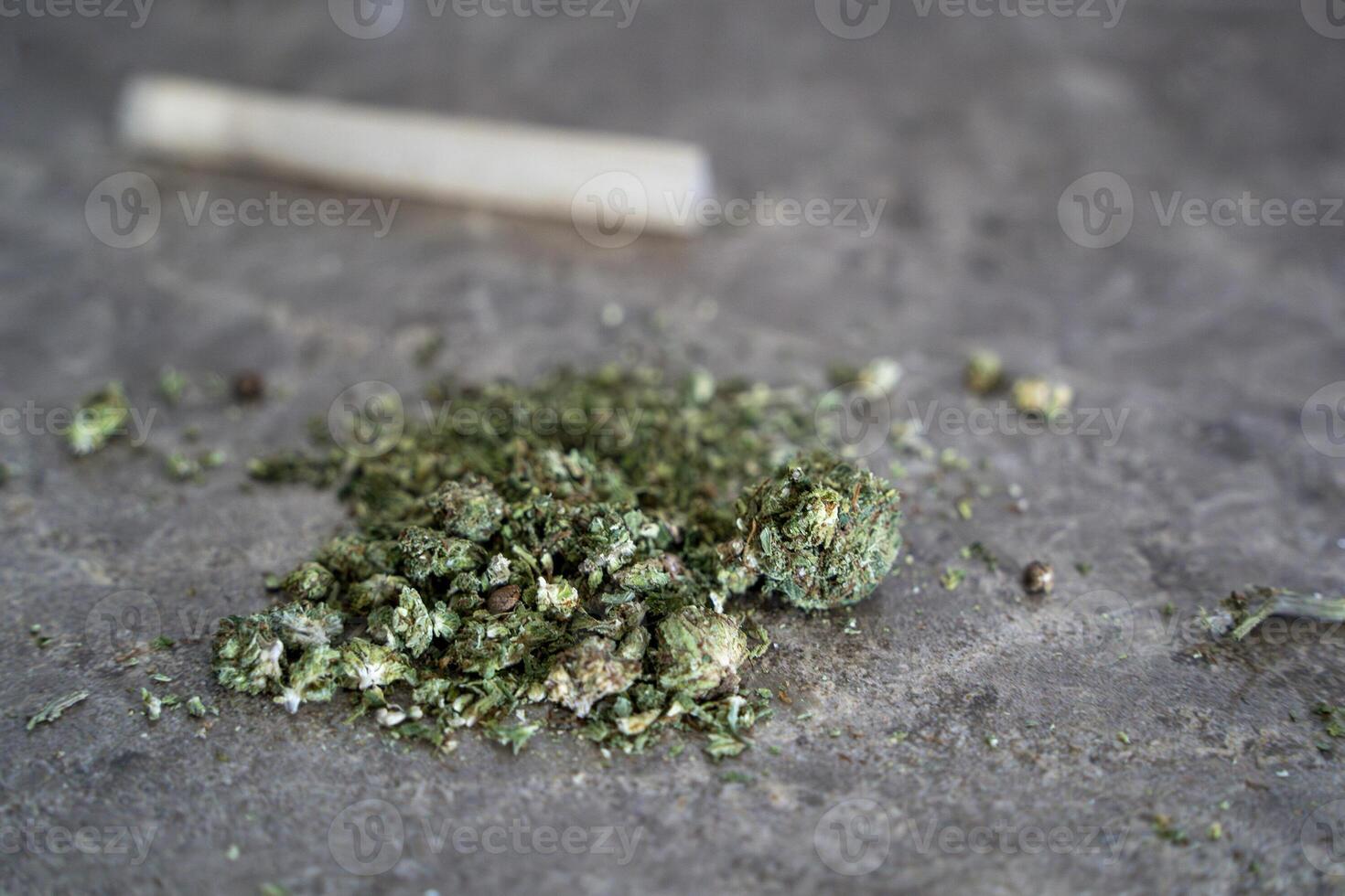 Pure legal Dried Marjiuana ganja marjiuana joint detail photo