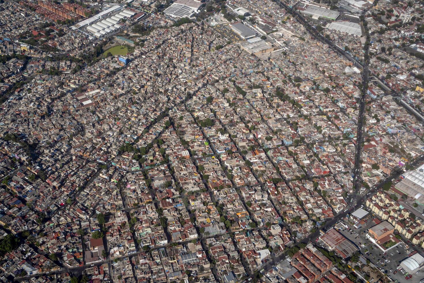 mexico city aerial view landscape from airplane photo