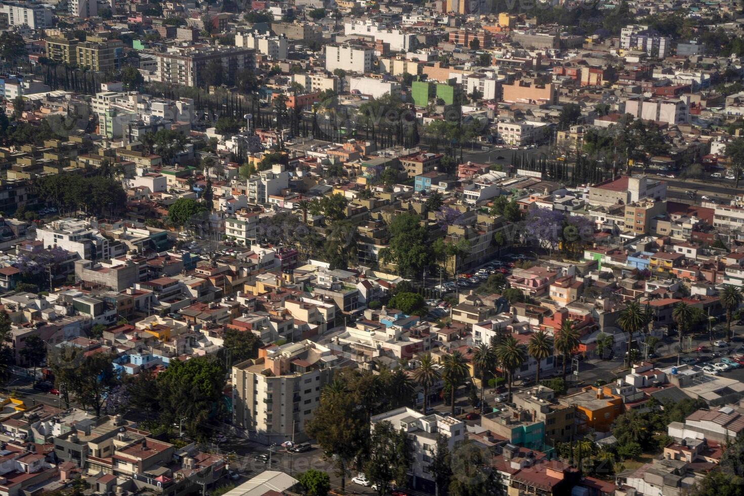 mexico city aerial view landscape from airplane photo